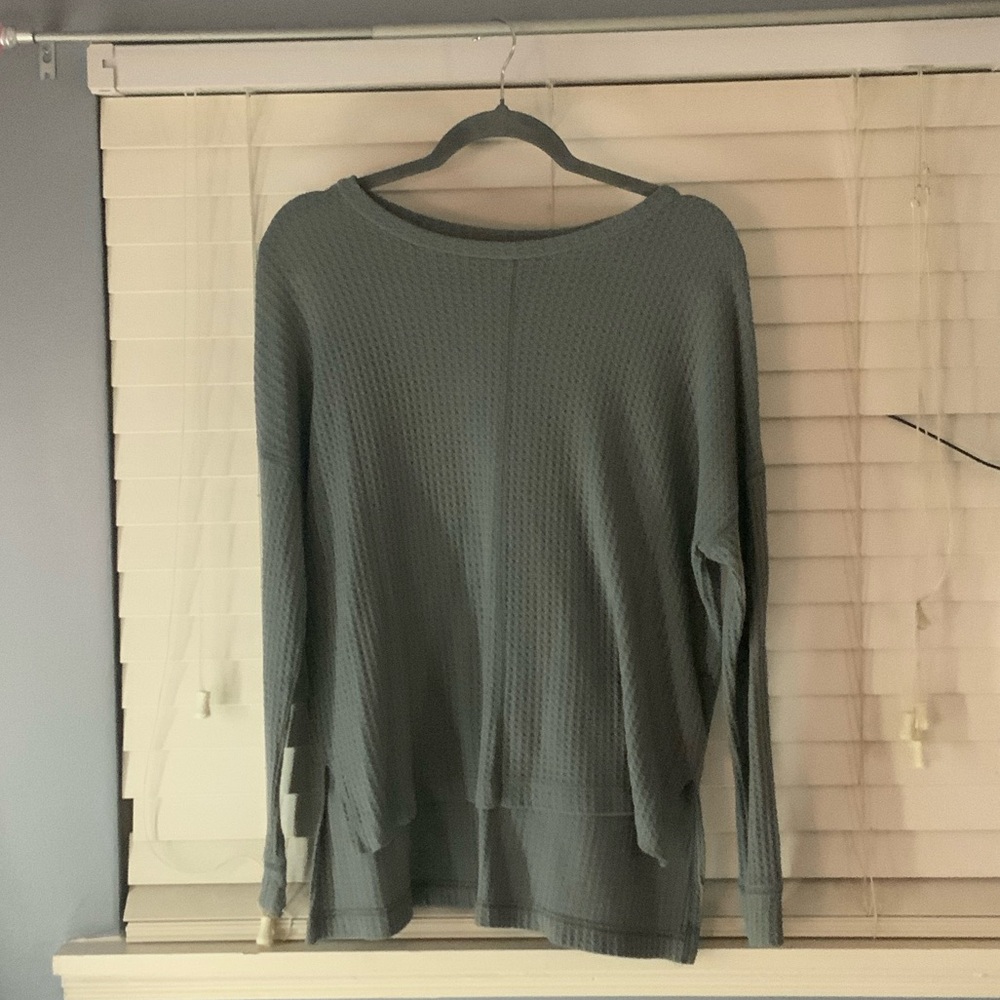 American Eagle Outfitters Women's Waffle Knit Sweater - Blue Gray